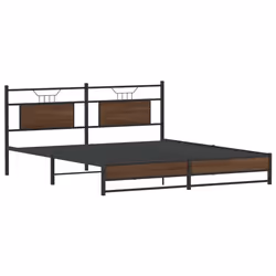 vidaXL Bed Frame without Mattress Engineered Wood - brown oak, 183 x 213 cm - Additional view 4