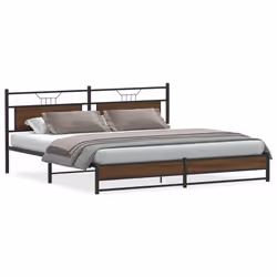 vidaXL Metal Bed Frame without Mattress Brown Oak 193x203 cm double bed