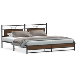 vidaXL Metal Bed Frame without Mattress Brown Oak 193x203 cm double bed