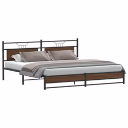 vidaXL Metal Bed Frame without Mattress Brown Oak 193x203 cm double bed