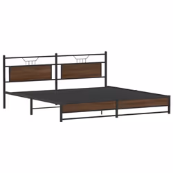 vidaXL Metal Bed Frame without Mattress Brown Oak 193x203 cm double bed - Additional view 4