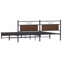 vidaXL Metal Bed Frame without Mattress Brown Oak 193x203 cm double bed - Additional view 7