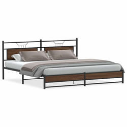 vidaXL Metal Bed Frame without Mattress Brown Oak 200x200 cm double bed
