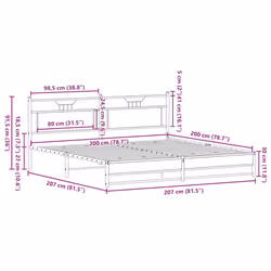 vidaXL Metal Bed Frame without Mattress Brown Oak 200x200 cm double bed - Additional view 10
