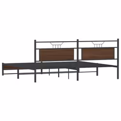 vidaXL Metal Bed Frame without Mattress Brown Oak 200x200 cm double bed - Additional view 7