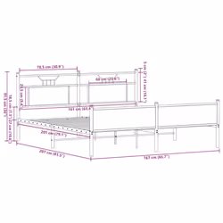 vidaXL Bed Frame without Mattress Smoked Oak 90x190 cm Single Engineered Wood - brown oak, 160 x 200 cm