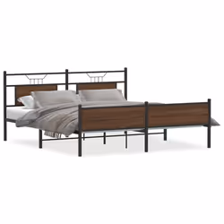 vidaXL Bed Frame without Mattress Engineered Wood - brown oak, 180 x 200 cm