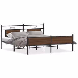 vidaXL Metal Bed Frame without Mattress Brown Oak 183x213 cm double bed