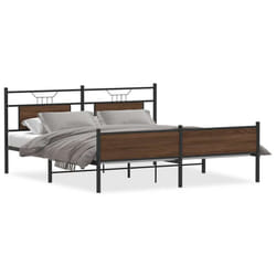 vidaXL Metal Bed Frame without Mattress Brown Oak 183x213 cm double bed