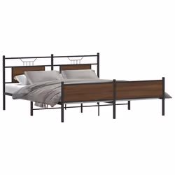 vidaXL Metal Bed Frame without Mattress Brown Oak 183x213 cm double bed