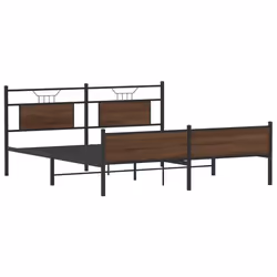 vidaXL Metal Bed Frame without Mattress Brown Oak 183x213 cm double bed - Additional view 4