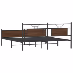 vidaXL Metal Bed Frame without Mattress Brown Oak 183x213 cm double bed - Additional view 7