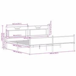vidaXL Metal Bed Frame without Mattress Brown Oak 193x203 cm double bed - Additional view 10