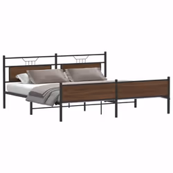 vidaXL Metal Bed Frame without Mattress Brown Oak 193x203 cm double bed