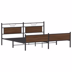 vidaXL Metal Bed Frame without Mattress Brown Oak 193x203 cm double bed - Additional view 4