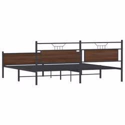 vidaXL Metal Bed Frame without Mattress Brown Oak 193x203 cm double bed - Additional view 7