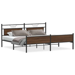 vidaXL Bed Frame without Mattress Engineered Wood - brown oak, 200 x 200 cm