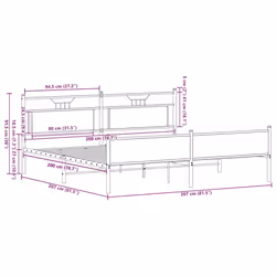 vidaXL Bed Frame without Mattress Engineered Wood - brown oak, 200 x 200 cm - Additional view 10