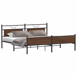 vidaXL Bed Frame without Mattress Engineered Wood - brown oak, 200 x 200 cm