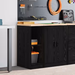 vidaXL Garage Storage Cabinet Solid Wood Pine cabinet - black, 30 x 51 x 85 cm/ 1 pcs - Additional view 2