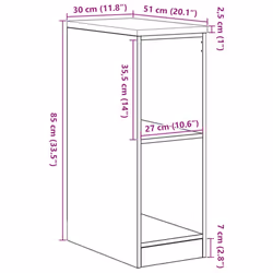 vidaXL Garage Storage Cabinet Solid Wood Pine cabinet - sonoma oak, 30 x 51 x 85 cm - Additional view 3