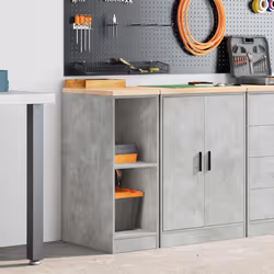 vidaXL Garage Storage Cabinet Smoked Oak 30x51x85 cm Solid Wood Pine cabinet - concrete grey, 30 x 51 x 85 cm - Additional view 2