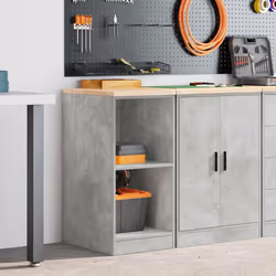 vidaXL Garage Storage Cabinet Solid Wood Pine cabinet - concrete grey, 40 x 51 x 85 cm - Additional view 2