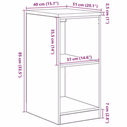 vidaXL Garage Storage Cabinet Solid Wood Pine cabinet - concrete grey, 40 x 51 x 85 cm - Additional view 3