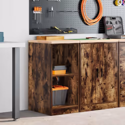 vidaXL Garage Storage Cabinet Smoked Oak 30x51x85 cm Solid Wood Pine cabinet - smoked oak, 40 x 51 x 85 cm - Additional view 2