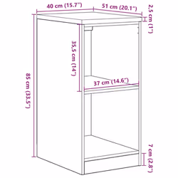 vidaXL Garage Storage Cabinet Smoked Oak 30x51x85 cm Solid Wood Pine cabinet - smoked oak, 40 x 51 x 85 cm - Additional view 3