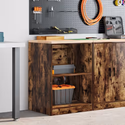 vidaXL Garage Storage Cabinet Solid Wood Pine cabinet - smoked oak, 60 x 51 x 85 cm/ 1 pcs - Additional view 2