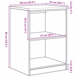 vidaXL Garage Storage Cabinet Solid Wood Pine cabinet - smoked oak, 60 x 51 x 85 cm/ 1 pcs - Additional view 3