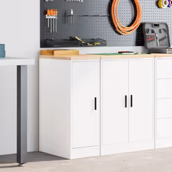 vidaXL Garage Storage Cabinet Solid Wood Pine cabinet - white, 30 x 51 x 85 cm - Additional view 2