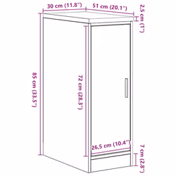 vidaXL Garage Storage Cabinet Solid Wood Pine cabinet - white, 30 x 51 x 85 cm - Additional view 3