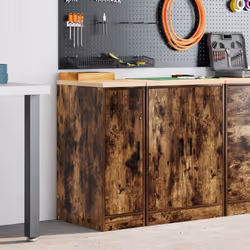 vidaXL Garage Storage Cabinet Smoked Oak 30x51x85 cm Solid Wood Pine cabinet - smoked oak, 30 x 51 x 85 cm - Additional view 2
