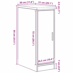 vidaXL Garage Storage Cabinet Smoked Oak 30x51x85 cm Solid Wood Pine cabinet - smoked oak, 30 x 51 x 85 cm - Additional view 3