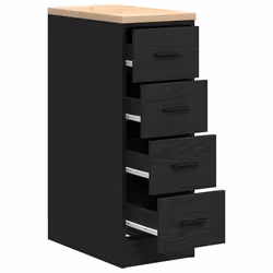 vidaXL Garage Storage Cabinet Smoked Oak 30x51x85 cm Solid Wood Pine cabinet - black, 30 x 51 x 85 cm - Additional view 4