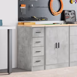 vidaXL Garage Storage Cabinet Solid Wood Pine cabinet - concrete grey, 30 x 51 x 85 cm/ 1 pcs - Additional view 2