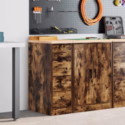 vidaXL Garage Storage Cabinet Solid Wood Pine cabinet - smoked oak, 30 x 51 x 85 cm/ 1 pcs - Additional view 2