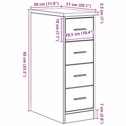 vidaXL Garage Storage Cabinet Solid Wood Pine cabinet - smoked oak, 30 x 51 x 85 cm/ 1 pcs - Additional view 3