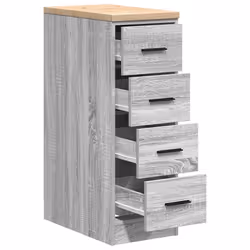 vidaXL Garage Storage Cabinet Smoked Oak 30x51x85 cm Solid Wood Pine cabinet - grey sonoma, 30 x 51 x 85 cm - Additional view 4