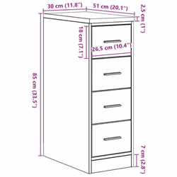 vidaXL Garage Storage Cabinet Solid Wood Pine cabinet - old wood, 30 x 51 x 85 cm - Additional view 3