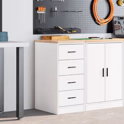 vidaXL Garage Storage Cabinet Solid Wood Pine cabinet - white, 40 x 51 x 85 cm - Additional view 2