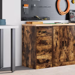 vidaXL Garage Storage Cabinet Solid Wood Pine cabinet - smoked oak, 40 x 51 x 85 cm/ 1 pcs - Additional view 2