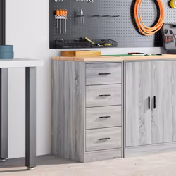 vidaXL Garage Storage Cabinet Smoked Oak 30x51x85 cm Solid Wood Pine cabinet - grey sonoma, 40 x 51 x 85 cm - Additional view 2