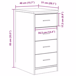 vidaXL Garage Storage Cabinet Smoked Oak 30x51x85 cm Solid Wood Pine cabinet - grey sonoma, 40 x 51 x 85 cm - Additional view 3