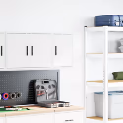 vidaXL Garage Wall Cabinet White Engineered Wood cabinet garage wall cupboard