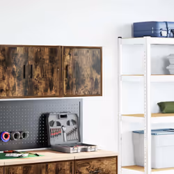 vidaXL Garage Wall Cabinet Concrete Grey Engineered Wood cabinet - smoked oak - Additional view 2