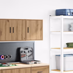 vidaXL Garage Wall Cabinet Concrete Grey Engineered Wood cabinet - artisian oak - Additional view 2