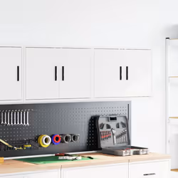 vidaXL Garage Wall Cabinet Concrete Grey Engineered Wood cabinet - white, 60 x 30 x 41 cm/ 2 pcs - Additional view 2